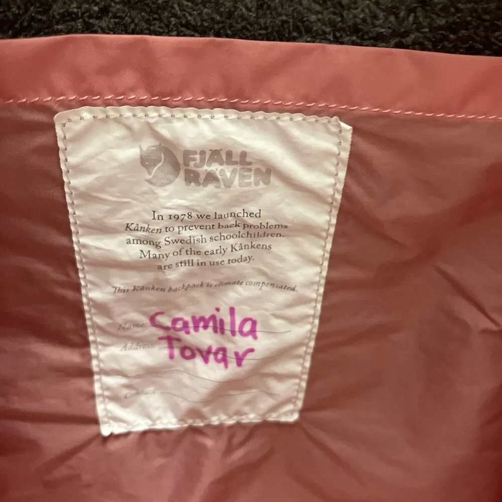 FJALLRAVEN KANKEN Girls Backpack Pink Adjustable Strap Top Handle Outdoor 23510